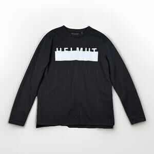 HELMUT LANG Black Oversized Logo Sweatshirt Crewneck Men’s Size Small Unisex